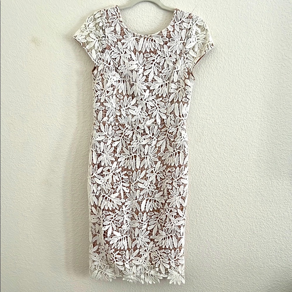Lulu's White Sheath Midi Dress with Cap Sleeves
